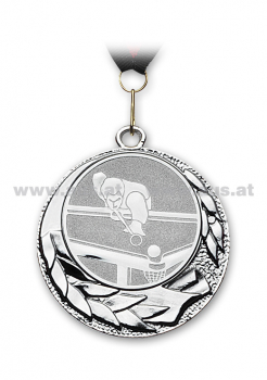 Medal Pool-Billiard Silver with ribbon