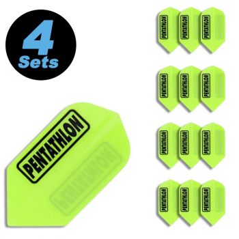 4 Flight Sets (12 pcs) Slim Polyester PenTathlon neon yellow