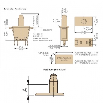 Service switch (door switch) double-pole contact terminal 4.8 mm x 0.5 mm E78-00A