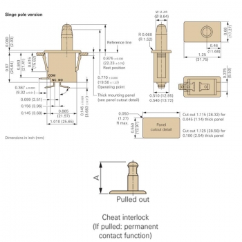 Serviceschalter (Türschalter) einpolig Kontaktanschlüsse 6.3 mm x 0.8 mm F69-24A AgCDO