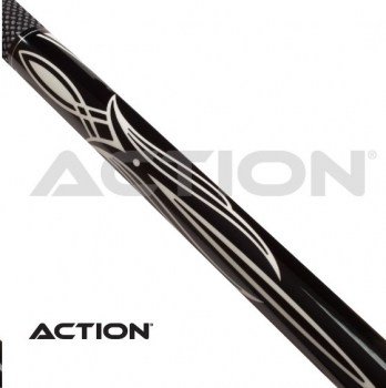 Pool Cue 2-piece Action Black & White 01 / 13 mm glue on tip / L:148 cm