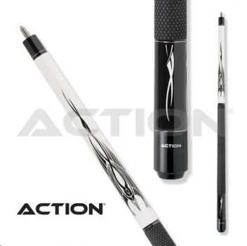 Pool Cue 2-piece Action Black & White 02 / 13 mm glue on tip / L:148 cm