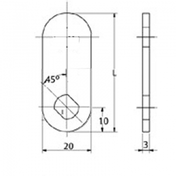 Cam straight 40 x 20 mm