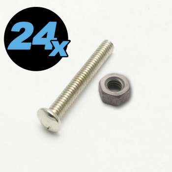 24 pcs. Round head nickel-plated screw with nut M4x27mm