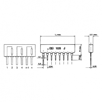 Widerstandsnetzwerk 0.125 Watt +/- 2% Y Anzahl 4