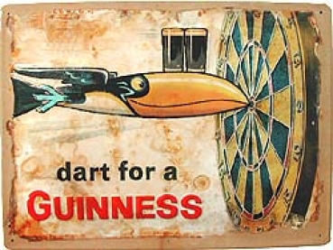Metal sign - Dart for a Guiness - 20x30 cm