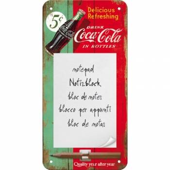 Magnetic notepads - Coca Cola - Delicious and Refreshing - 10 x 20 cm