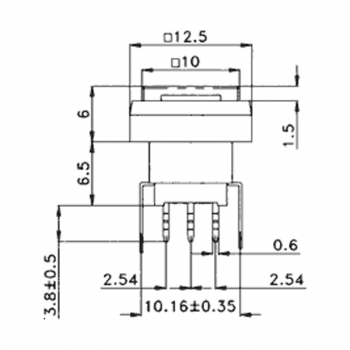 Push switch keypad square 12.5x12.5 mm  illuminated