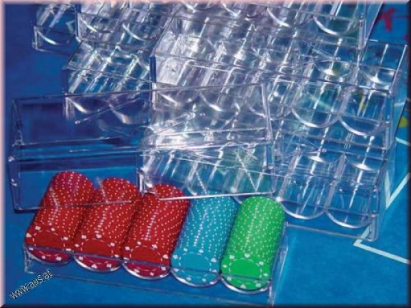 Poker Chip Tray für 100 Chips Plastik, leer mit Deckel