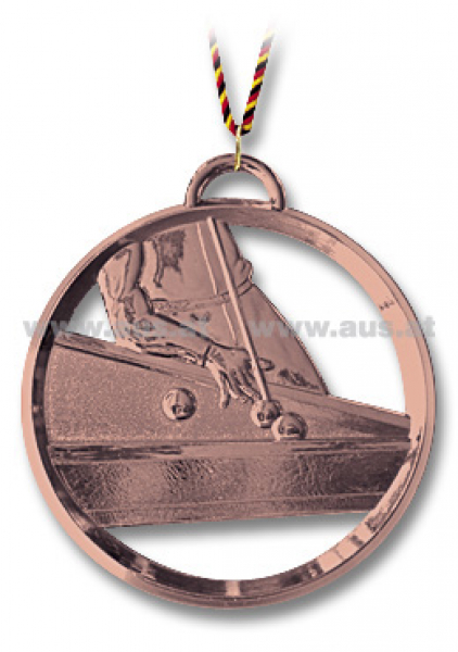 Billard Medaille mit Kordel 8 cm bronze