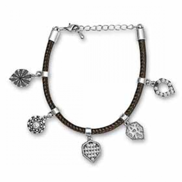 Dart leather bracelet with 5 charms