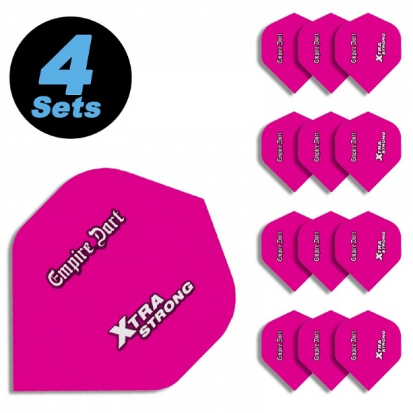 4 Flight Sets (12 pcs) Standard Polyester Dart Xtra-Strong Pink