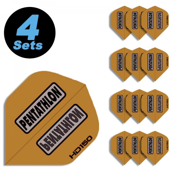 4 Flight Sets (12 pcs) Standard Polyester Pentathlon gold HD150 super strong