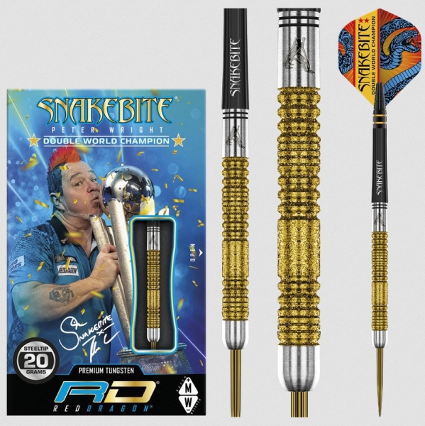 Steel Darts (3 pcs) Peter Wright Snakebite Double World Champion SE Gold Plus