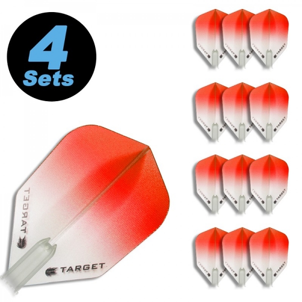 4 Flight Sets (12 pcs) Standard Polyester Vision red tranparent