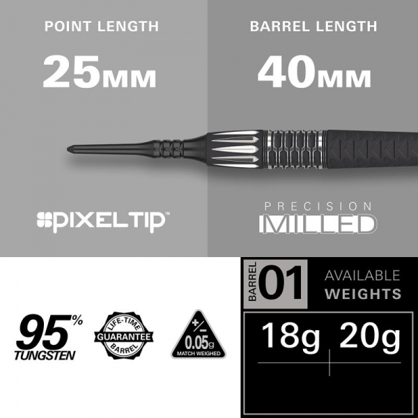 Softtip Darts (3 pcs) Phil Taylor Raw Power Gen 11 95%