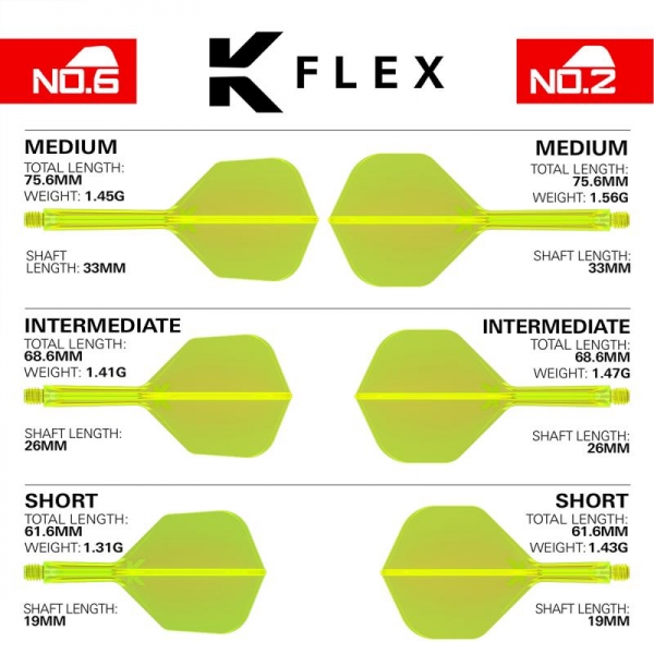 K-FLEX (3 pcs) Flight & Shaft (No 2) neon yellow