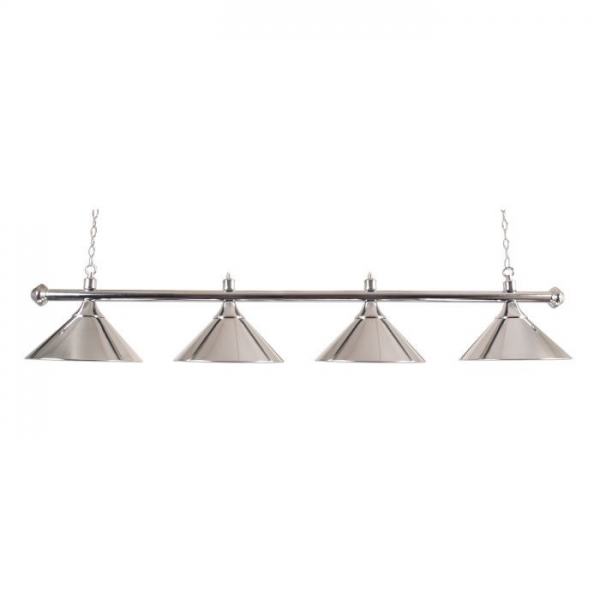 Billiard lamp with four shades in silver/aluminium