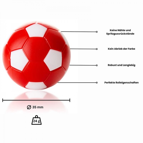 Ball für Fußballtisch rot/weiß  D 35 mm 24 g