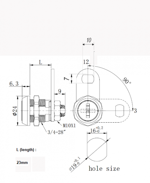 Schloß 7/8" 23 mm KA Xlock