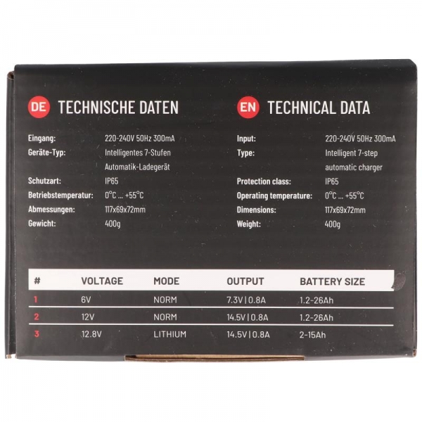 Fast charger 7 levels for lead, gel and lithium 12 & 6 volt batteries