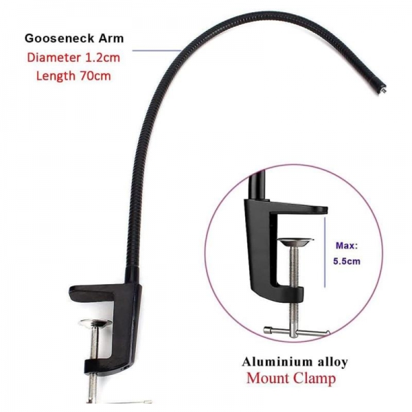 Webcam mount gooseneck black 1/4" 70 cm