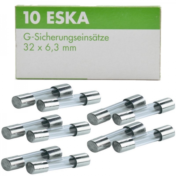 20 Amp. 6,3x32mm träge Glasrohr Sicherung