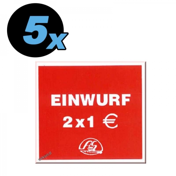 Self-adhesive sticker Einwurf 2x1,- Euro