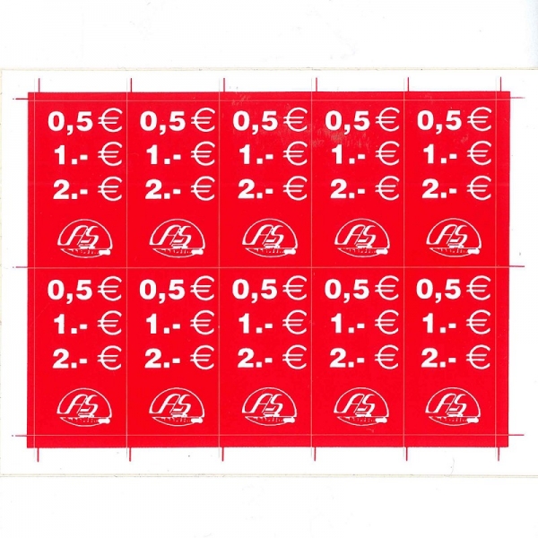Self-adhesive sticker 0,5 1,- 2,- Euro