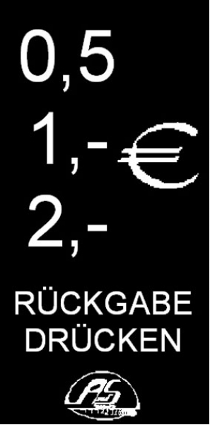 Coin entry sign 0,5 Euro, 1,- Euro, 2,- Euro