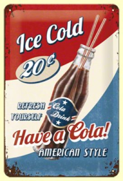 Metal sign - Cola - American Style - 20 x 30 cm