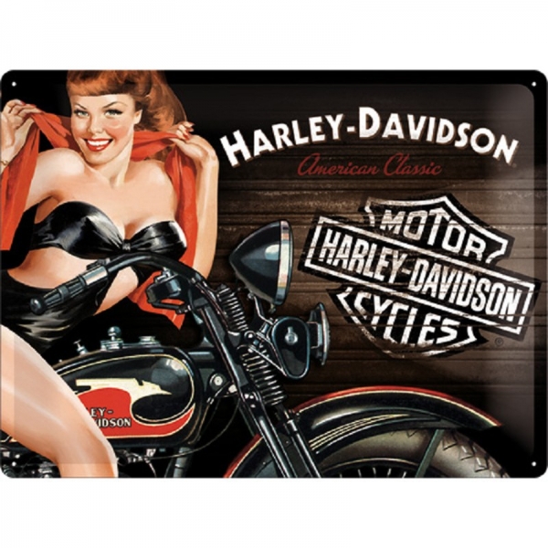 Tin signs - Harley Davidson Biker Babe Red - 30 x 40 cm