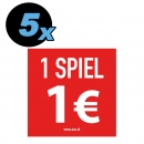 Aufkleber, 1 Spiel 1 Euro, 50 x 50 mm